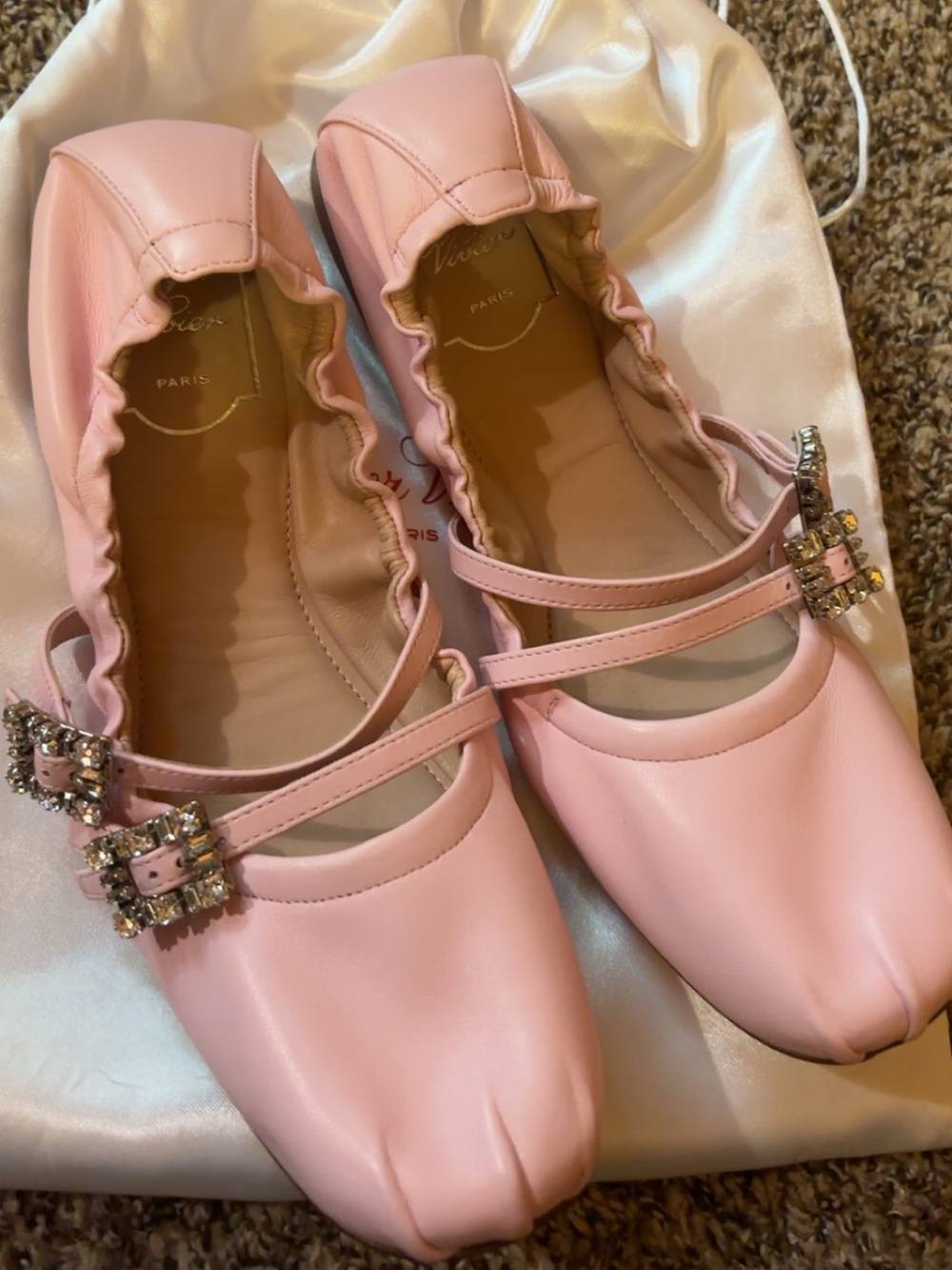 Roger Vivier Leather Mary Jane Ballet Flats